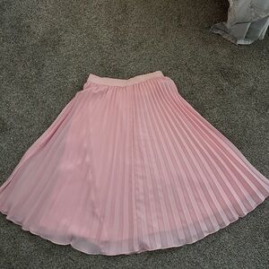 Light Pink Pleated Midi Skirt - Elegant Flowy Silhouette